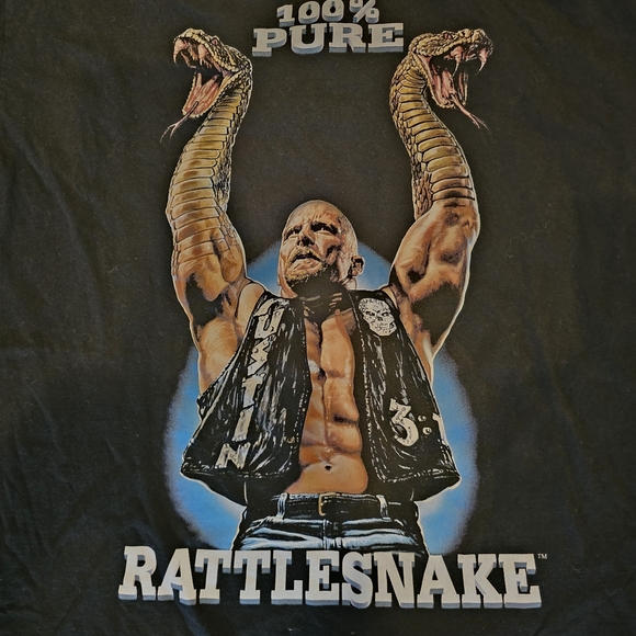 Retro Vintage Style Stone Cold Steve Austin 100% Pure Rattles Snake T-Shirt WWE - Picture 3 of 6